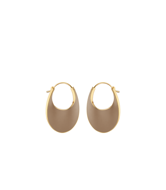 Schmale Creolen Éole - Leder Taupe