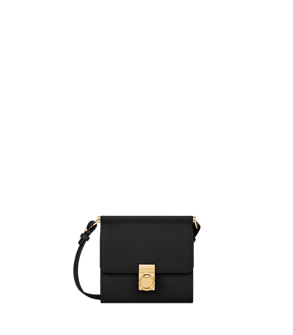 Crossbody Portemonnaie Numéro Sept - Schwarz Genarbtes Leder
